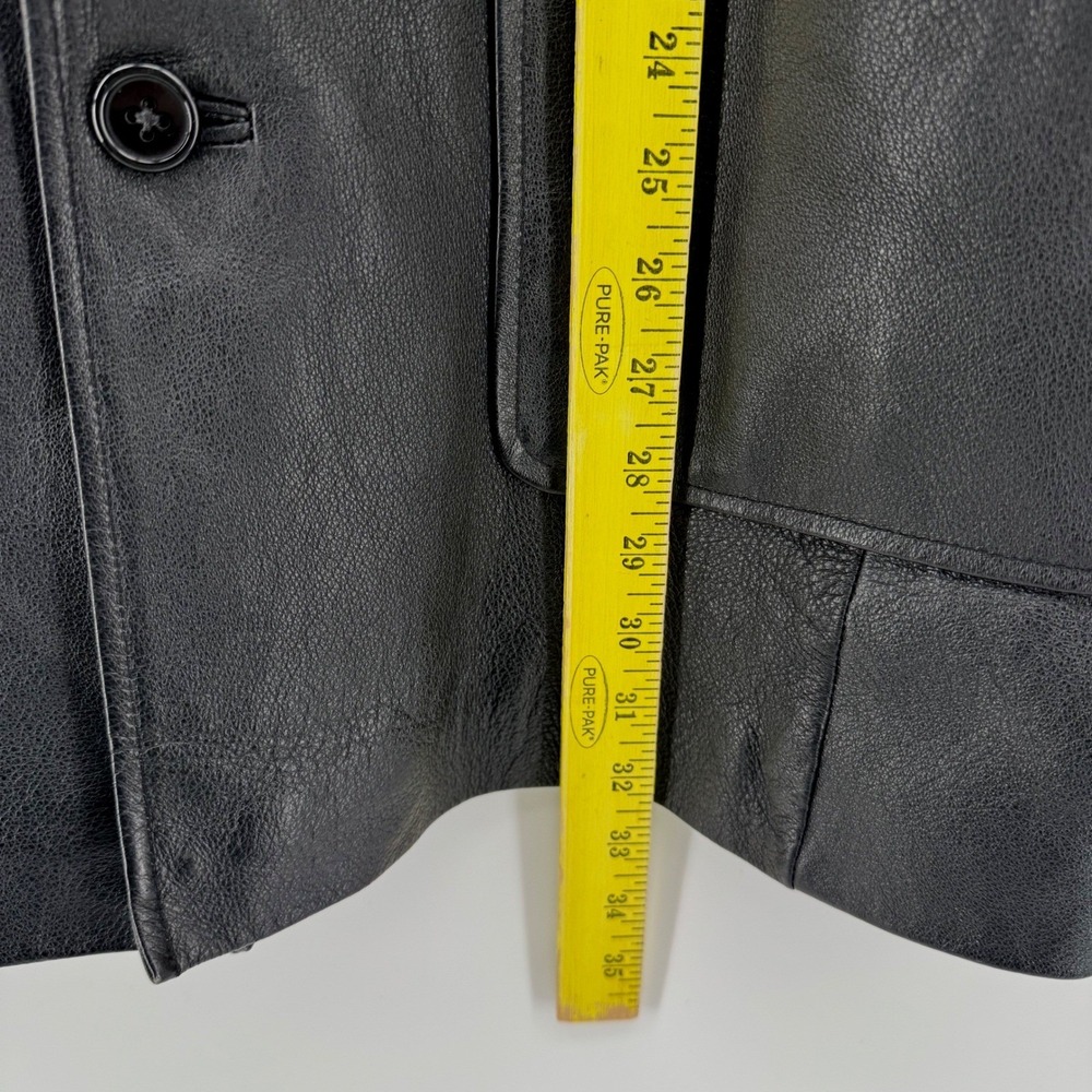 Vintage Caribou Creek Mens Sz Large Black Genuine Leather Car Coat Jacket Lined - Picture 6 of 8